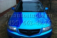 Honda Accord оклейка зеркальной синей хром плёнкой